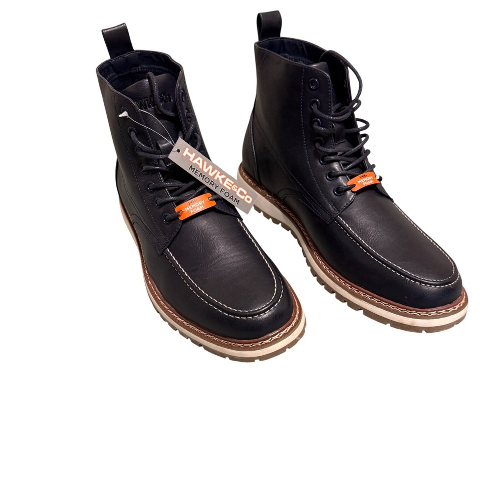 Hawke & Co Women’s 9.5 Black Leather Lace-Up Boots | Grunge Biker Core | NWT